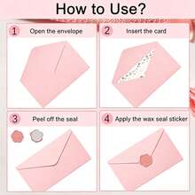 50/100pcs Optional Mixed Stationery Set, A7 Paper Envelopes With Matching Wax Seal, 19*12.9cm Solid Color V-Flap Mailing Envelopes, Multi-Purpose Invitation Envelopes, Suitable For Greeting Cards, Wedding Parties, Holiday Gifts, Correspondence Stationery - 50/100pcs Envelopes + 50/100pcs Wax Seals - View 4