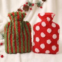 1pc Christmas Hot Water Bottle, Holiday Snowflake Striped Plush Cover Warm Water Bag, Thickened Explosion-Proof Leak-Proof Fillable Heating Bag, Portable Hand & Belly Warmer For Home Use In Autumn/Winter - Christmas Hot Water Bottle - View 10