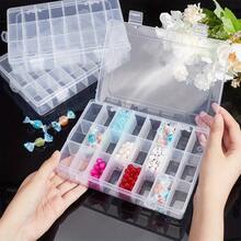24-Grid Transparent Plastic Storage Box With Secure Lid - Plastic Storage Box With Adjustable Dividers, Multi-Functional Jewelry, Beads, Craft Materials And Small Tools Organizer - Compact Design, Easy Classification And Storage, Jewelry - Multiple Styles - View 5