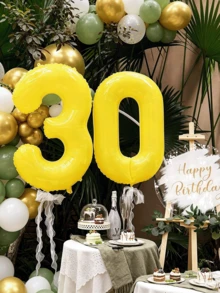 1pc 40 Inch Yellow Number Balloon, Large Giant Number Polyester Foil Helium Balloon, Champagne Gold, Suitable For Birthday, Party Celebration, Graduation, Anniversary, Photography, Platinum Theme Decoration - Multicolor - View 7