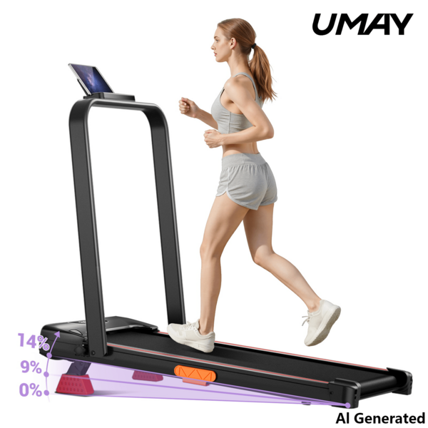 UMAY 4-in-1 Faltlaufband mit 14 % Steigung, 2,5 PS Motor, 300 lbs Tragfähigkeit, Laufband unter dem Schreibtisch für das Home Office