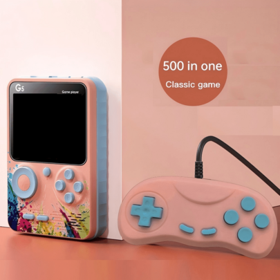 Classic 500-In-1 Retro Color Portable Handheld Game Console, Equipped With 1020mAh Battery