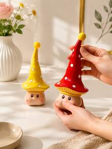 Cute Mushroom Fairy Hair Clip Storage Rack - Creative Desktop Jewelry Organizer - Hair Clip & Headpiece Display Stand - Multi-Functional Ring And Bracelet Storage Decor - Multicolor - View 6