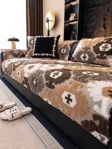 1 PC Bohemian Style Plush Non-Slip Sofa Cushion, Pet Friendly, Washable Sofa Cover, Anti-Cat Scratch, Perfect For Home Decor - Khaki - View 7