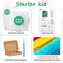 DIY Punch Needle Kit For Beginners – Includes Punch Needle, Yarn, Instructions, Square Hoop & Pre-Printed Fabric (Beautiful Animals). Creative Craft For Wall Decor Or Gifting. 2D Printed Punch Needle Starter Kit. 24x24cm (9.44x9.44in). - Beautiful Animals - View 10