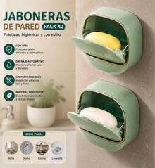 Jabonera de Pared para Baño y Cocina, Contenedor de Jabón con Tapa Protectora y Drenaje, Instalación Adhesiva sin Taladro, Diseño Moderno que Ahorra Espacio, Mantén el Jabón Separado del Agua para un Secado Más Cómodo, Fácil de Limpiar y Usar, Ideal para Regadera, Lavabo, Baño, Cocina y Hogar ideal para uso diario - Jabón + jabonera - Ver 16