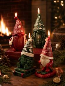 Knitted Hat Faceless Elf 3D Sculpture Silicone Candle Mold, Christmas Skiing Character Casting Mold, Holiday Tabletop Decoration And Holiday Gift DIY Craft Tool - Skiing Gnome - View 2