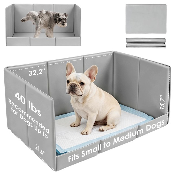 Caja de arena para perros 4LEGS, soporte plegable para almohadillas absorbentes para perros y gatos, bandeja de orina para mascotas de interior con paredes altas y diseño de protección contra salpicaduras, bandeja de inodoro para cachorros sin costuras, sin necesidad de montaje, fácil de limpiar, accesorio de viaje portátil para mascotas