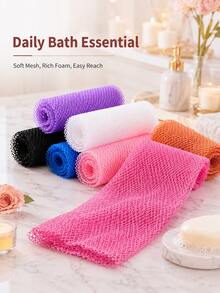 1pc African Mesh Long Bath Sponge, Unisex, Can Be Used For Body Exfoliation, Body Scrubbing, Back Scrubbing, Makes Skin Smooth, Stretchable Up To 66 Inches, African Net Sponge, Bath Accessories, Back Scrubber, Body Scrub Exfoliating - Multicolor - View 9
