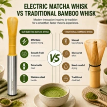 CREATEPRO 500mAh USB Rechargeable Matcha Whisk, With Bamboo Whisk Head, Stainless Steel Handle And Protective Storage Lid, Suitable For Green Tea - Silver - View 8