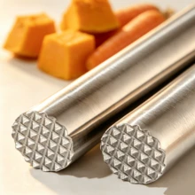 Baby Food Masher, Home Use Pumpkin Sweet Potato Puree Maker, Ice Crusher, Meat Tenderizer, Juice Pressing Tool - Silver - View 2