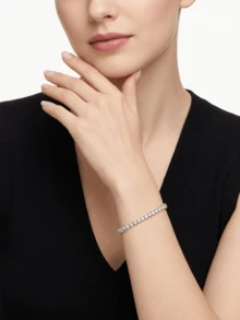 Luxury 925 Sterling Silver D Color Moissanite Tennis Bracelet, Bridal Jewelry, Proposal, Wedding, Birthday And Anniversary Gift - Silver - View 4