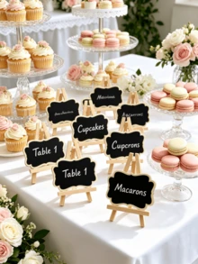 1pc/6pcs/12pcs Mini Wooden Blackboard With Easel, Erasable Desktop Chalkboard, Wedding Table Number Seat Card, Christmas Thanksgiving Party Tabletop Decor Sign - Blackboard With Stand - View 4