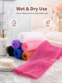 1pc African Mesh Long Bath Sponge, Unisex, Can Be Used For Body Exfoliation, Body Scrubbing, Back Scrubbing, Makes Skin Smooth, Stretchable Up To 66 Inches, African Net Sponge, Bath Accessories, Back Scrubber, Body Scrub Exfoliating - Multicolor - View 8