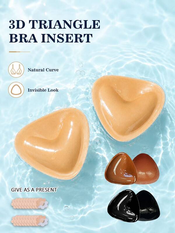 1 Pair Triangle Adhesive Nipple Covers (Includes 20 Flower-Shaped Non-Woven Fabric Pads), Suitable For Various Bras And Swimwear