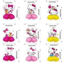 Panini Hello-Kitty 蜂巢桌飾中心裝飾，可愛卡通角色桌面裝飾品，生日派對裝飾用品 - 彩色 - 查看 5