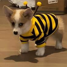 1pc Pet Bee Cosplay Hoodie Sweatshirt, Cute Animal Pet Costume - Yellow - View 1