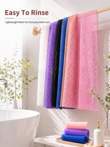 1pc African Mesh Long Bath Sponge, Unisex, Can Be Used For Body Exfoliation, Body Scrubbing, Back Scrubbing, Makes Skin Smooth, Stretchable Up To 66 Inches, African Net Sponge, Bath Accessories, Back Scrubber, Body Scrub Exfoliating - Multicolor - View 5