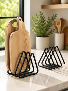 Heavy Duty Metal Cutting Board Rack, Cutting Board Storage Box, Triangle Cutting Board Rack, Space-Saving Cabinet/Countertop Organizer And Pot Rack, Easy To Install, Kitchen Storage Box, Countertop Organizer, Kitchen Storage Organizer - Multicolor - View 2