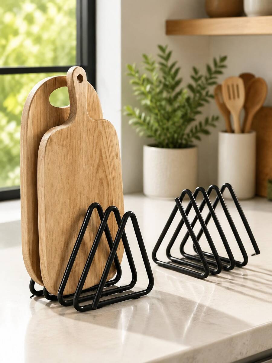 Heavy Duty Metal Cutting Board Rack, Cutting Board Storage Box, Triangle Cutting Board Rack, Space-Saving Cabinet/Countertop Organizer And Pot Rack, Easy To Install, Kitchen Storage Box, Countertop Organizer, Kitchen Storage Organizer