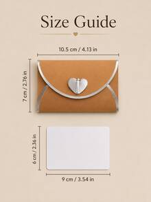 1pc Retro Kraft Paper Mini Envelope With Heart Clasp & Gold Foil Edge, Decorative Small Envelope For Gift Cards, Thank‑You Notes, Wedding Invitation Cards, Holiday Party Supplies - Multiple Styles - View 5