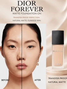 Dior Forever Foundation (Matte Finish) #0N, ukuran penuh 30ml/sampel 5ml/ukuran mini 2.7ml, foundation dengan coverage tahan lama, menyamarkan pori-pori dan mengontrol minyak, cocok untuk jenis kulit berminyak dan normal. - Dior Matte Foundation #ON - View 11