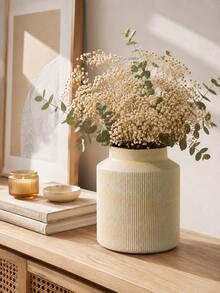 1pc Cream Ribbed Vase, Modern Minimalist Fresh Flower Vase, Suitable For Fresh Flowers, Reed Grass And Green Plants, Neutral Bohemian Farmhouse Style Desktop Decor, Suitable For Living Room, Dining Table, Entryway, Shelf, Fireplace Mantel, Housewarming Gift - Multiple Models 2 - View 7