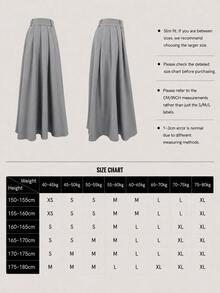 Autumn/Winter High Waist Draped Pleated Long Skirt, Elegant Commute A-Line Maxi Skirt For Halloween And Christmas - Grey - View 7