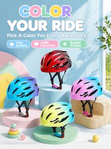 1pc Children's Multi-Function Bicycle Helmet, Lightweight & Breathable, Adjustable Strap, Removable Padding, Suitable For Skateboard And Scooter, Holiday Gift - Multicolor - View 8