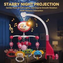 Mainan Gantung Ranjang Bayi dengan Kontrol Jarak Jauh, Lampu Proyeksi Musik Malam, Lonceng yang Dapat Dilepas, Mainan Pengantar Tidur Berputar 360°, Mainan Visual Multisensori untuk Bayi - MultiWarna - View 2