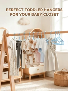 35pcs Plastic Baby Hangers With Anti-Slip Grooves, Suitable For Storing Toddler Clothes, Baby Room Hangers, Baby Gift - Multicolor - View 2