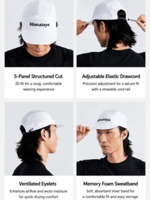 CAMEL CROWN 5 Panel Running Cap, Unisex Lightweight Breathable Quick Dry Sport Hat, Outdoor Sun Protection Baseball Cap For Cycling Hiking Workout - White - View 3
