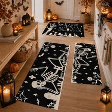 1/2pcs Halloween Skeleton Pattern, Vintage Diatomaceous Earth Mat, Super Absorbent, Non-Slip, Perfect For Bathroom, Kitchen And Dining Room, Quick Drying, Machine Washable, Ideal Gift For Home Decor And Bathroom Mat - Multicolor - View 2