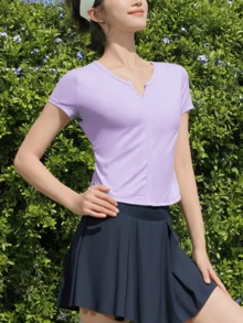 CAMEL CROWN Women's Outdoor Sports T-Shirt, Quick-Drying And Breathable Running And Fitness Wear - Lavender Purple - View 1