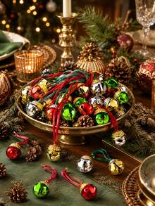 16pcs Christmas Bell Necklaces Party Favors, Classic Color, With Ribbon Bells, Red Green Gold Silver Mixed Colors, Holiday Event Classroom Party Supplies Necklaces - Christmas Bells - View 9