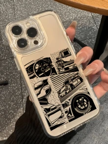 1件太空風個性化極簡全包覆TPU防摔手機殼，適用於Apple 18 17 16 15 14 13 12 11 Pro Max，保護殼Air，兼容三星系列 - 彩色 - 查看 4