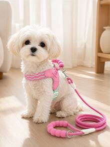 1pc Adjustable Pet Saddle-Style Harness, Soft Sponge Handle Design, Reflective Wavy Stripe Dog Chest Strap, Lightweight Comfortable Small Dog Puppy Walking Harness, Outdoor Pet Supplies, Cat Dog Accessories Dog Leash Harness, Small Dog Harness, Puppy Travel Essential, Car Pet Supplies, Cat Dog Goodies, Dog Leash, Cute Pet Outdoor Walking Gear - Multicolor - View 9