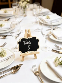 1pc/6pcs/12pcs Mini Wooden Blackboard With Easel, Erasable Desktop Chalkboard, Wedding Table Number Seat Card, Christmas Thanksgiving Party Tabletop Decor Sign - Blackboard With Stand - View 1