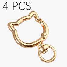 2/3/4pcs Rotating Cat Keychain Zinc Alloy Bag Hardware Spring Clasp Metal Ring Open Spring Loop, Perfect For DIY, Jewelry Metal Keychain Metal Shape Spring Clasp, Outdoor Metal Keychain Key Chain Bag Clip Hook Dog Chain Clasp Suitable For Phone Bag Keychain Hook Clasp Bag Hanging Hook, Handmade DIY Accessories, Halloween, Christmas - Gold - View 7