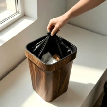 16L 现代简约方形垃圾桶，带压制纹理 - 适用于浴室/厨房/客厅的多功能家用垃圾桶 - 彩色 - 查看 4
