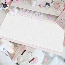 1pc PU Leather Mouse Pad Sweet Pink Girl Strawberry Lace Star Bow Mouse Pad Office Desk Mat Waterproof Non-Slip PU Desk Blotter Pad - View 1