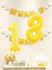1pc 40 Inch Yellow Number Balloon, Large Giant Number Polyester Foil Helium Balloon, Champagne Gold, Suitable For Birthday, Party Celebration, Graduation, Anniversary, Photography, Platinum Theme Decoration - Multicolor - View 6