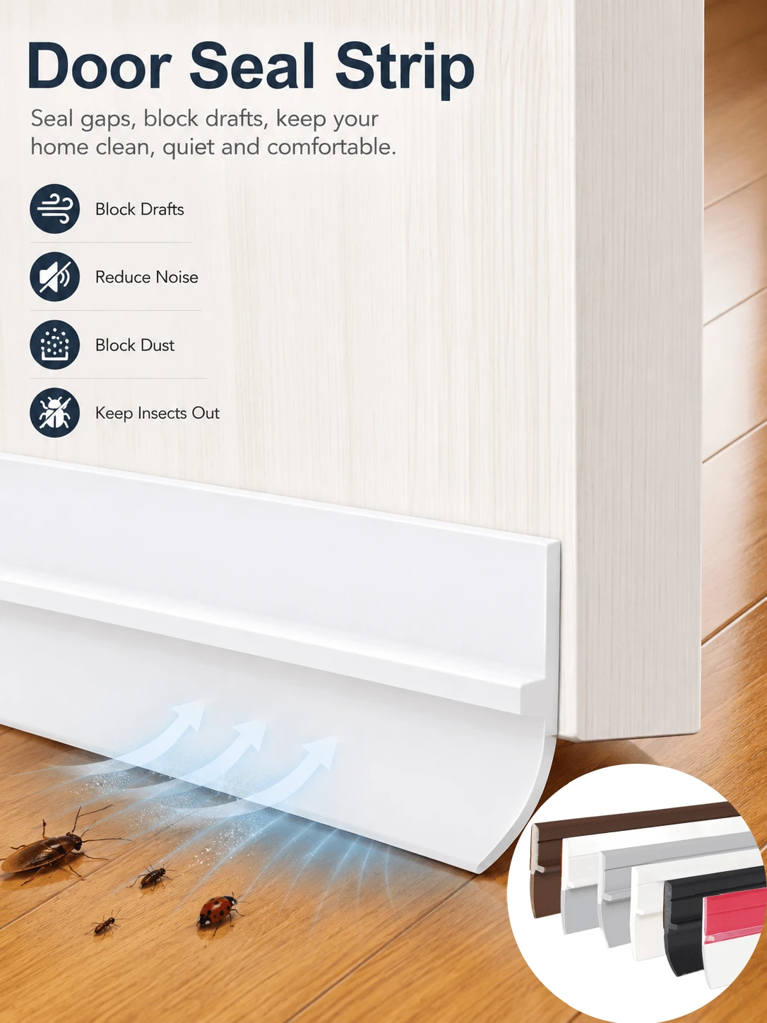 1pc PVC Door Bottom Seal Strip, Windproof, Cold-Proof, Leak-Proof, Dust-Proof, Draft-Proof Door Gap Sealing Strip - Multicolor - View 1