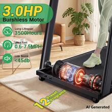 CURSOR FITNESS 17% Incline Treadmill With Home, Portable Treadmills For Home With Handle,Treadmills For Home And Office, 300 Lbs Weight Capacity. - 查看 8