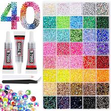 40/28/24/15 Colors/3mm Flat Back Rhinestone Set, Multi-Color Handmade Gemstone Set With Picker Pen And Tweezers. Suitable For DIY, Clothing, Shoes And Sparkling Jewelry - Vibrant Mixed Color Palette. - Sets - View 1