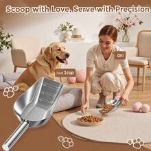 1pc Stainless Steel Pet Measuring Cup, 1 Cup Capacity With Scale Food Scoop, Suitable For Dog And Cat Dry Food, Kibble And Treats Feeding Spoon, Durable Pet Feeding Accessory, Suitable For Daily Use - 200ml - View 3