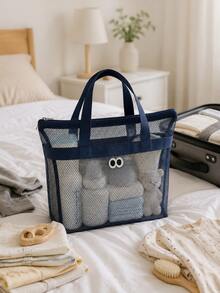 Baby Mesh Storage Bag Portable Parenting Organizer Tote Transparent Mesh Design Large Capacity Baby Supplies Storage Basket - Storage Bag - View 1