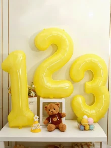1pc 40 Inch Yellow Number Balloon, Large Giant Number Polyester Foil Helium Balloon, Champagne Gold, Suitable For Birthday, Party Celebration, Graduation, Anniversary, Photography, Platinum Theme Decoration - Multicolor - View 3
