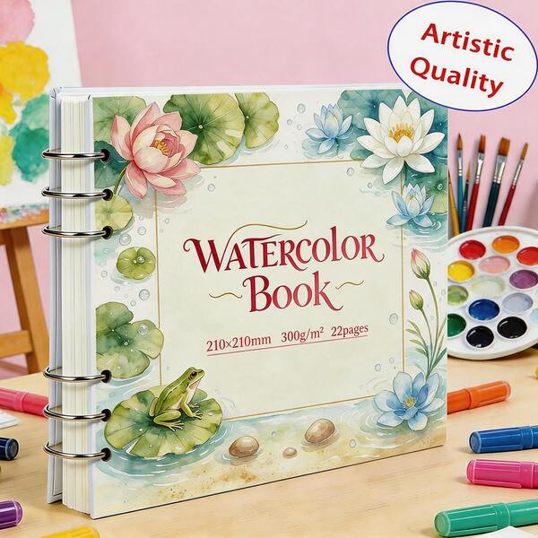 21*21 Cm Metal Ring Watercolor Sketchbook, Detachable Inner Pages, 300g Heavyweight Acid-Free Rough Textured Watercolor Paper, Anti-Wrinkle Art Paper, Multi-Media Drawing Book Suitable For Watercolor, Gouache, Acrylic, Ink Painting, Ideal For Illustration, Outdoor Sketching And Studio Creation, Practical Back-To-School Art Supplies For Artists, Students And Painting Enthusiasts
