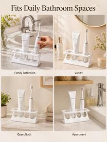 Electric Toothbrush Holder, Suitable For Bathroom Countertop And Kitchen Sink; Space-Saving Storage Rack (Can Hold Toothpaste, Cosmetics And Daily Necessities), Practical And Waterproof. - Multicolor - View 5